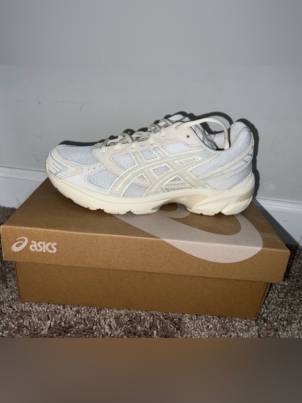 Asics Cream and Off-White Mesh Running Shoes